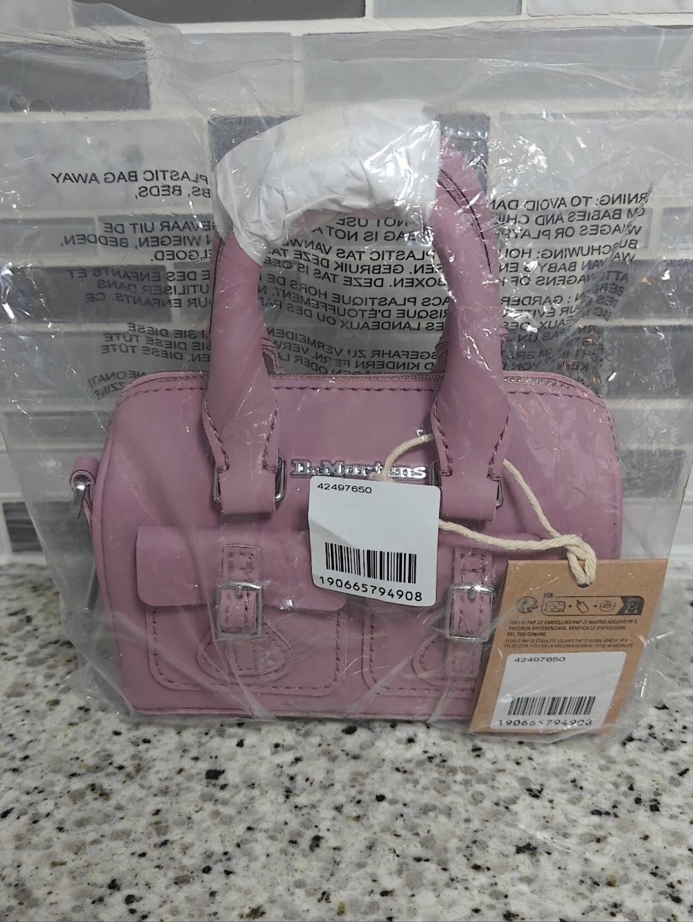 Dr martens Mini Top Handle Bag (DUSTY ROSE, Kiev Patent Lamper leather)
